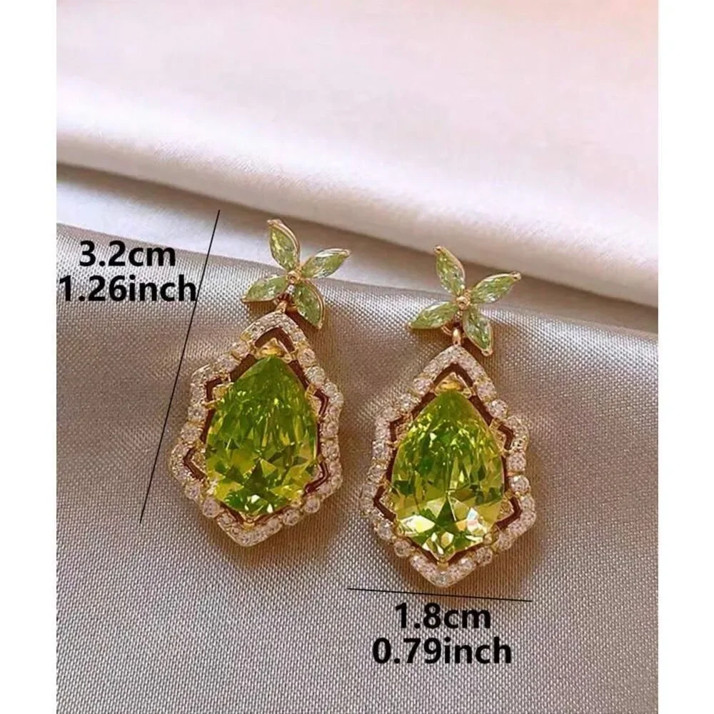 Peridot Flower Drop Earrings